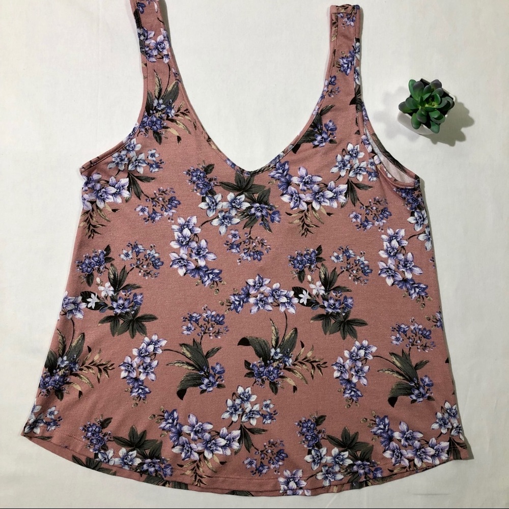 American Eagle Soft & Sexy Crepe Floral Tank Top M